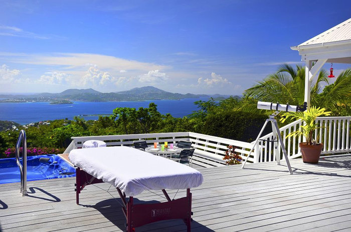 Enjoy a massage with a view, and fitted cotton flannel sheets