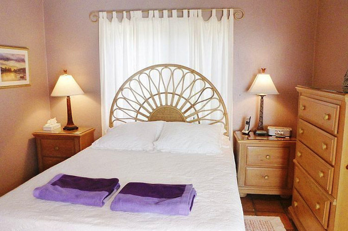 The poolside guest bedroom